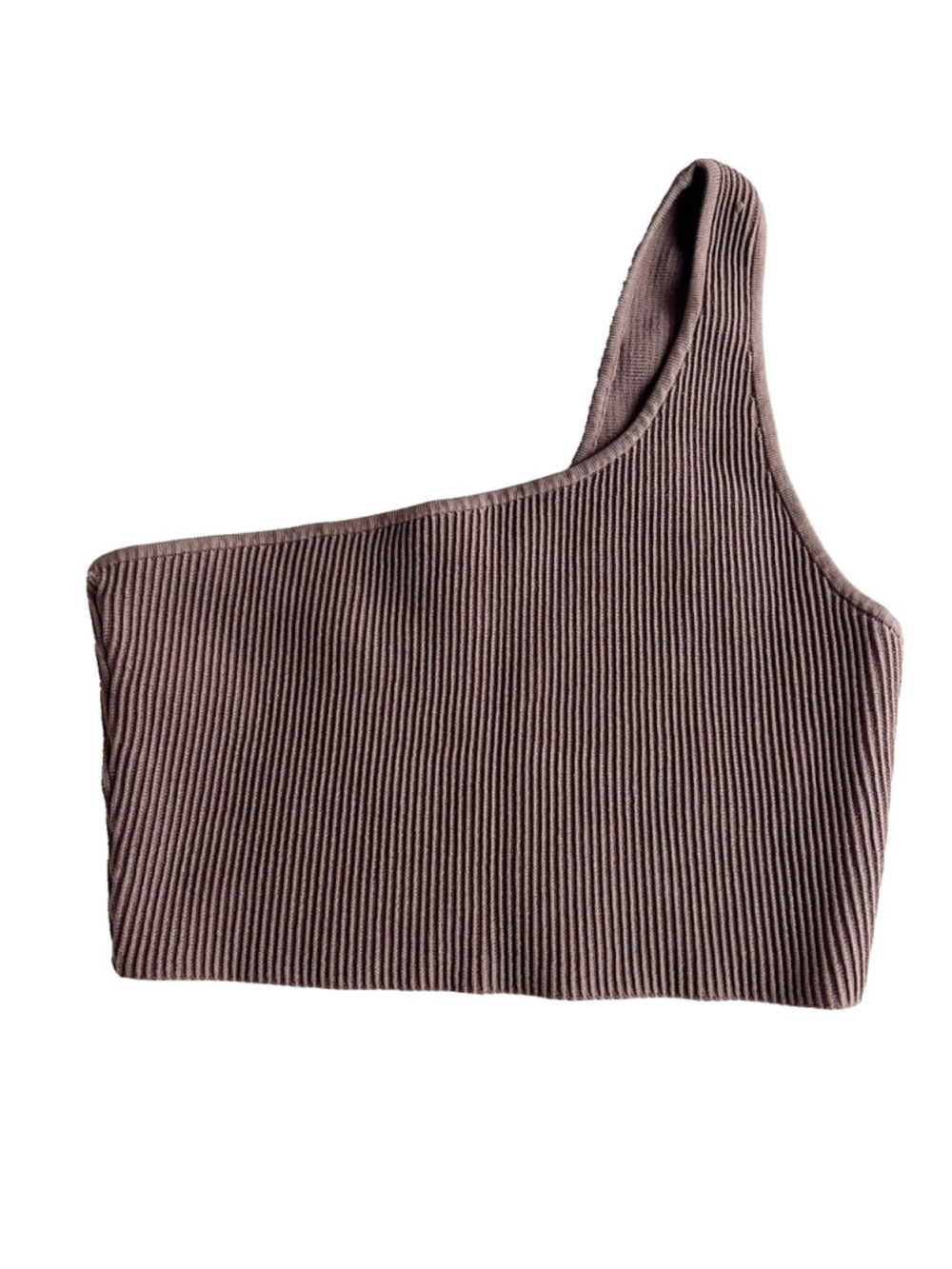 Babaton Aritzia Sculpt Knit One Shoulder Cropped Ribbed Tank Women’s Large Tan